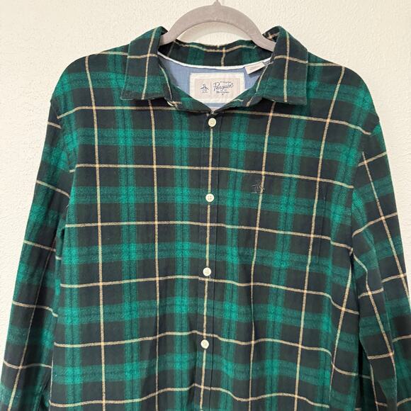 Penguin Munsingwear Men's Green Plaid Button Down Long Sleeve Shirt Large - Picture 2 of 14